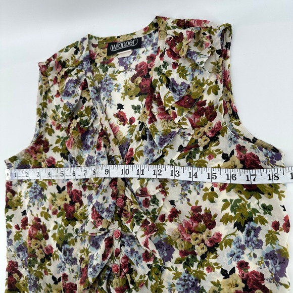 VTG 90s Wrapper Floral Ruffle Blouse Romantic Goth Whimsy Cottagecore Boho Top M - Picture 6 of 10